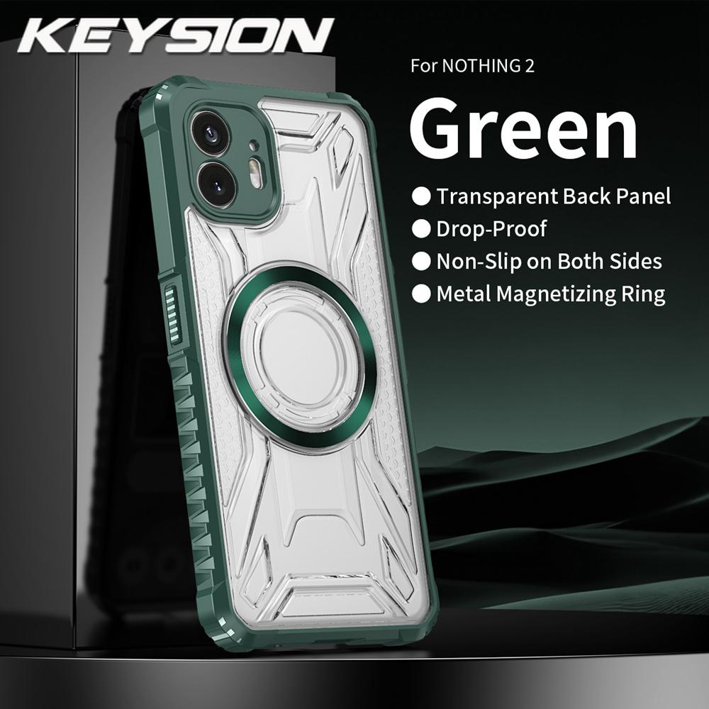 

KEYSION Прозорий Магнітний Чохол для Nothing Phone 2 1 Силікон+ПК Надміцний Протиударний Чохол для Телефону для Nothing Phone 1 2 for Nothing Phone 2 зелений