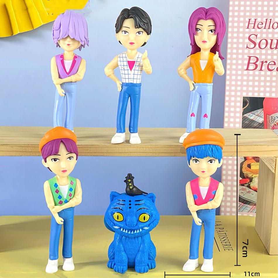 Kpop Demon Hunters Anime Doll Vinyl Toy Male Antagonist Character Model Vinyl Mask Set Clear Box Ornament Toy Birthday Gift