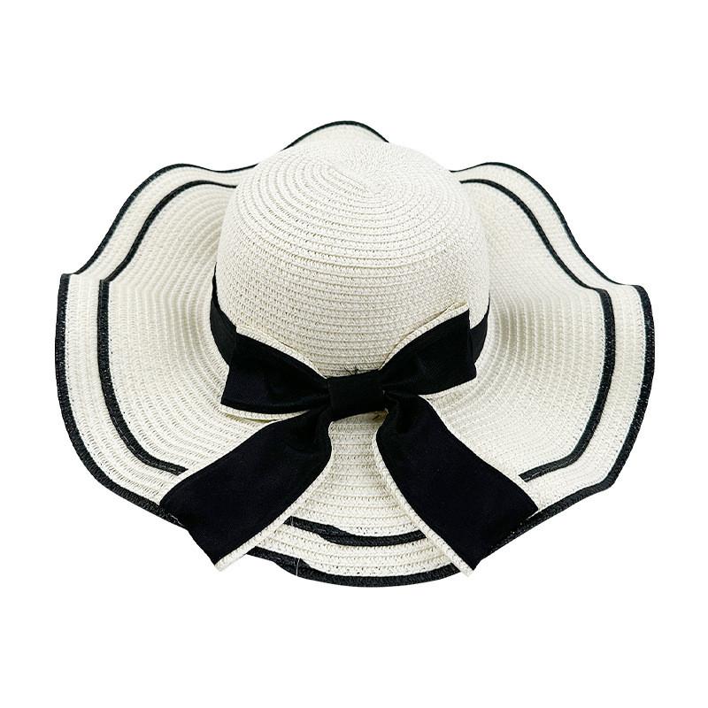 Wave Brim Sun Hat Made Of Straw With Breathable Design For Women Outdoor Activities