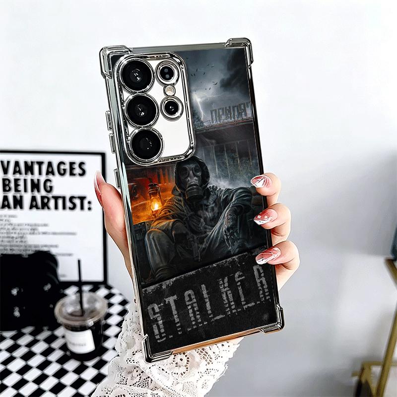 S-Stalker Game Cool Plating Phone Case For Samsung Galaxy S24 S25 FE S26 Edge S23 Ultra S22 S21 Plus S20 Anti-Fall Airabag Cover