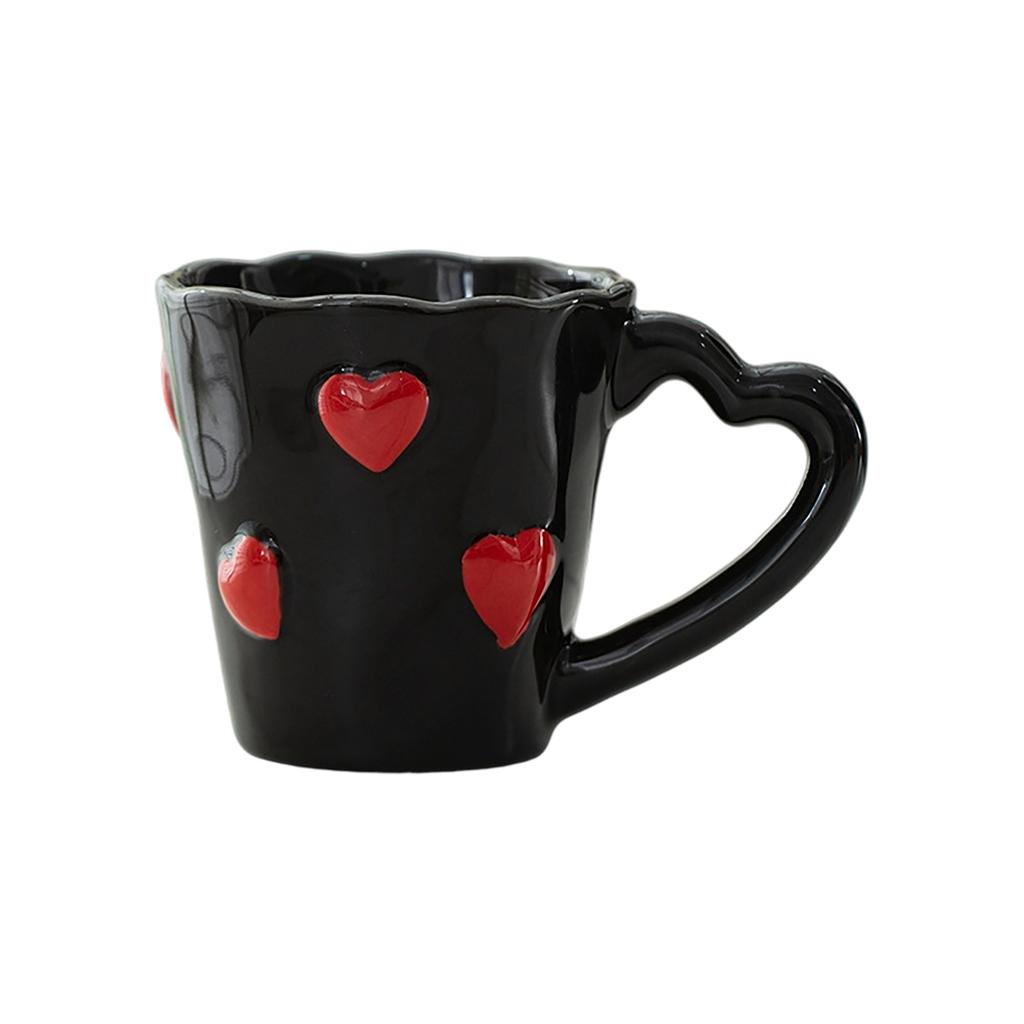 Ceramic Coffee Mug. An Elegant 3D Heart Shaped Embossed Teacup, Perfect As A Birthday Or Valentine's Day Gift For Your Loved One Or Mother.