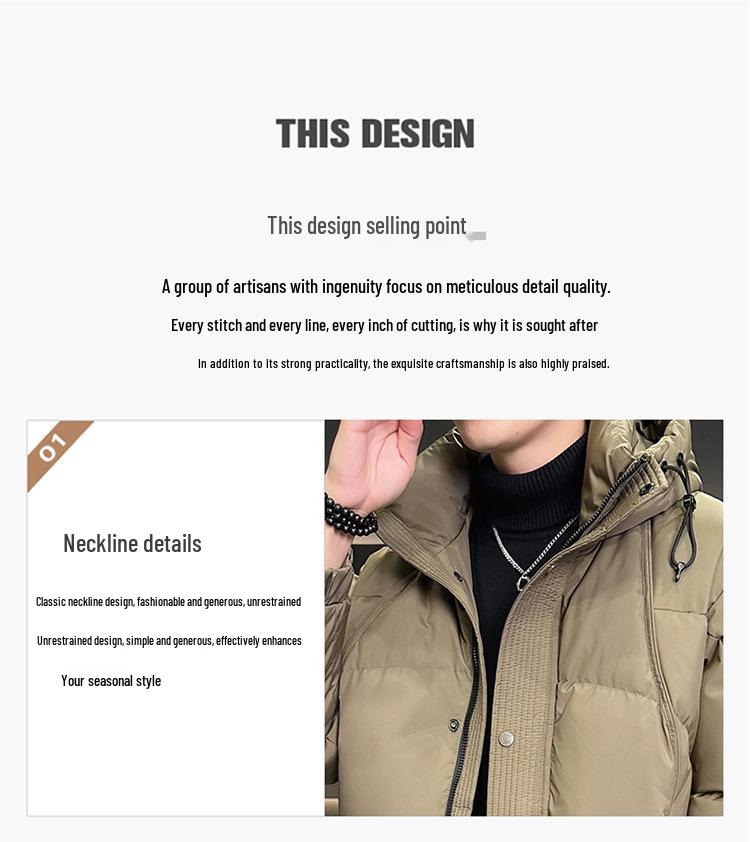 Men's Trendy Hooded Down Jacket: Warm, Casual Winter Outerwear