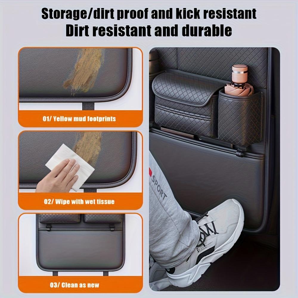 2025 New PU Leather Car Seat Back Organizer Bag with Diamond Pattern - Multi-Layer Storage for Bottles, Tablets, Laptops & Accessories, Black