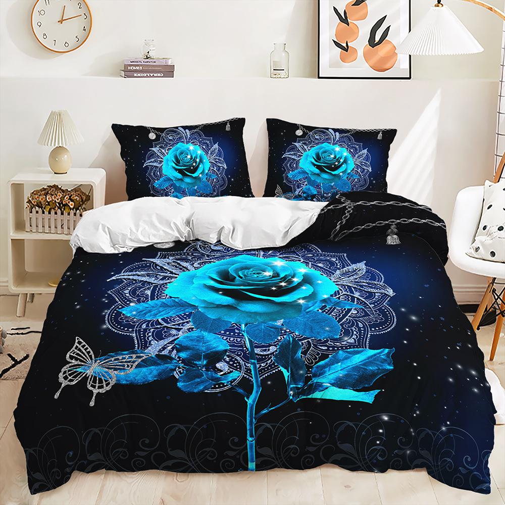 Bed Three-Piece Rose Valentine'S Day Kit Love Wedding Quilt Cover Two-Piece Bedroom