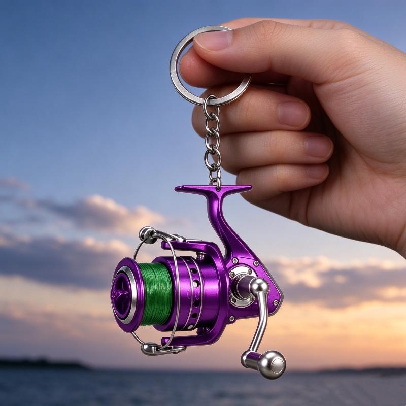1 ks 2D Plochý Mini Rybářský Naviják Klíčenka Simulace Rybářského Navijáku Přívěsek Pro Rybářského Nadšence Dekorace Batohu Dárek