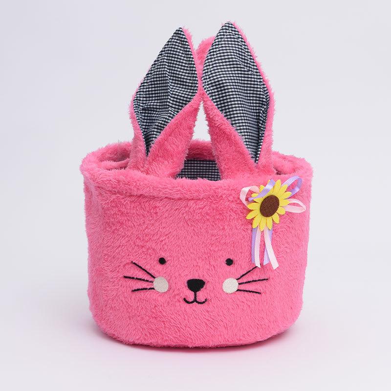 Easter Basket Rabbit Candy Bag Children's Storage Bucket Plush Soft and Easter Storage Basket Cartoon Easter Decoration 2025
