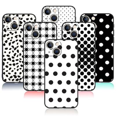 For iPhone 7 12 14 8 Plus XR 13 Pro Max X 11 XS 5 6S 6 SE2022 5S SE2 Mini Smartphone Black and White Polka Dot Phone Cover