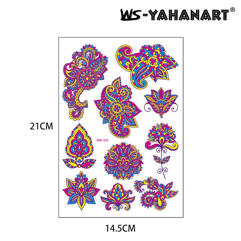 Creative Fluorescent Butterfly Face Tattoo Sticker Nightclub Bar Rose Sticker Flower Arm Waterproof Eco-Friendly Tattoo Sticker