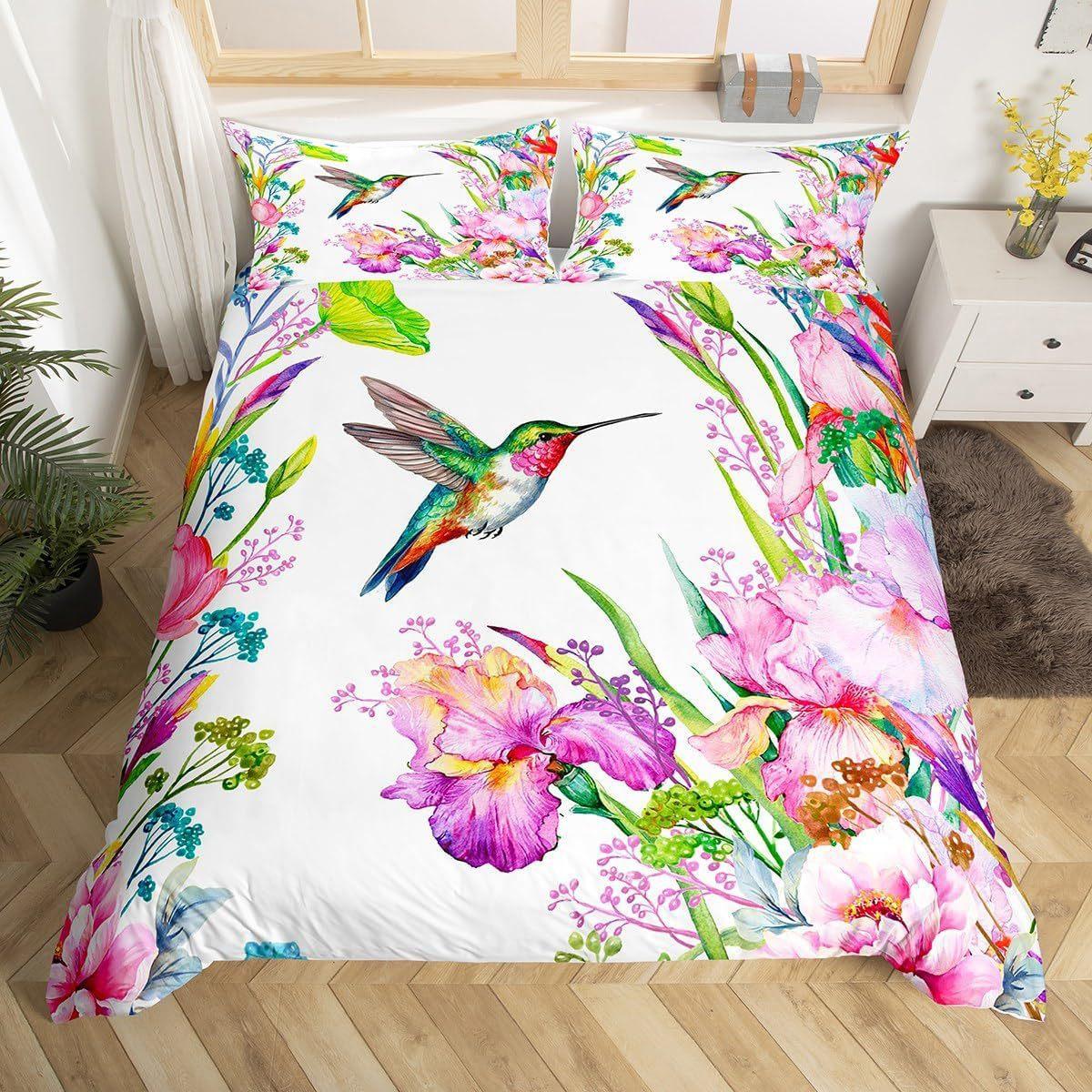 Home Textile Three-Piece Set Flowers, Birds And Butterflies Cartoon Digital Printed Quilt Pillowcase Bedding 90 * 200 two-piece set
