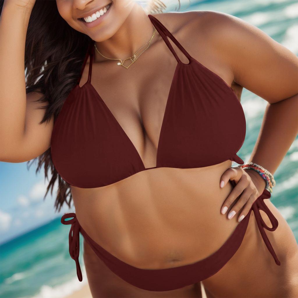 Maillots de bain 2 pièces sexy Ensemble bikini grande taille Maillot de bain taille basse Vêtements de plage Femmes Maillot de bain dos nu Grande taille Cache-maillot de plage