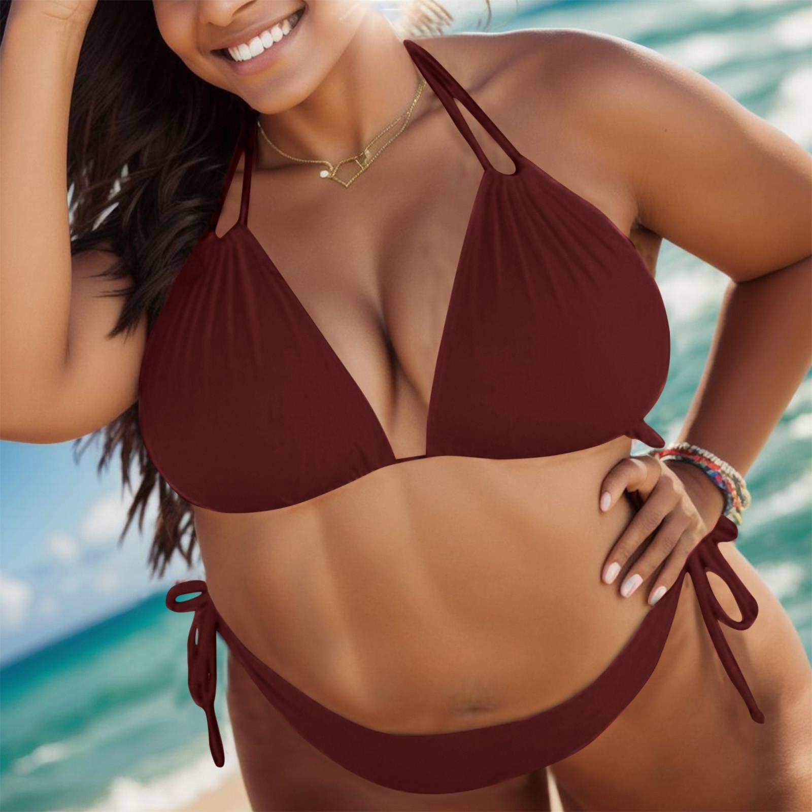 

Сексуальные купальники из двух частей, комплект бикини с большой чашкой, купальник с низкой посадкой, пляжная одежда для женщин, купальный костюм халтер, пляжная накидка большого размера XXXXL