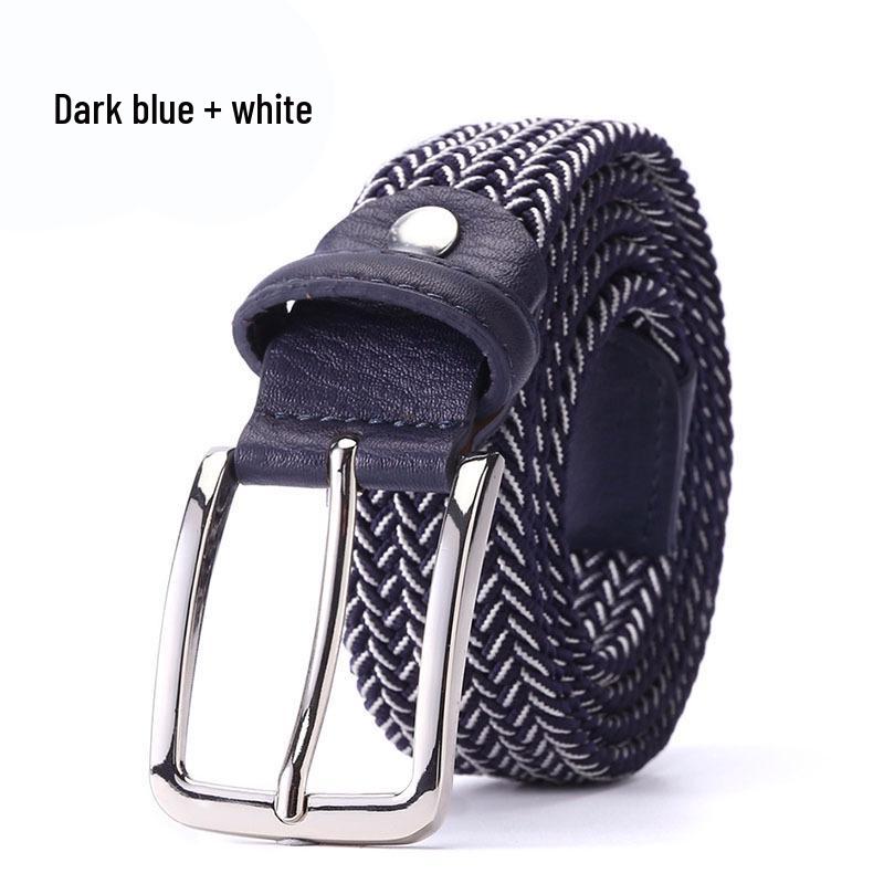 Stylish Men's and Women's Elastic Woven Belt with Pin Buckle