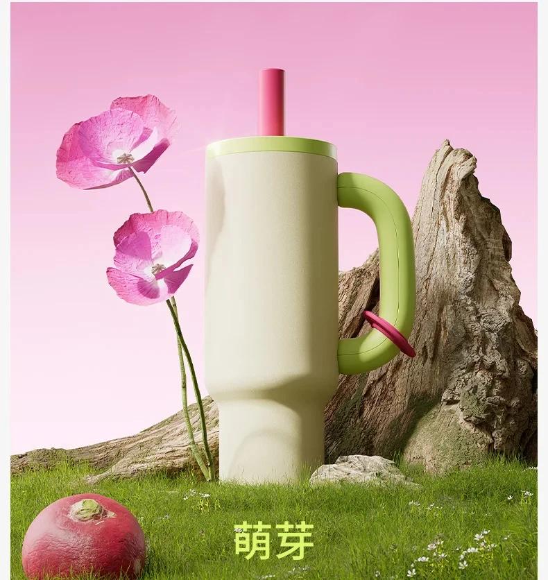 Chakolab Big Mac Ceramics Water Cup Abs Customization Vacuum Cup 1050ml Integrated Straw Outdoor Camping Office Cup Desk Gift