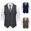 2024 Spring Retro European Men's Casual Lapel Chain Vest