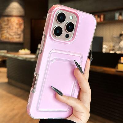 IPhone 16 15 13 12 11 17 Pro Max 14 Plus 17 Air TPU+PC Shockproof Card Slots Bumper Cover Candy Color Wallet Phone Cases