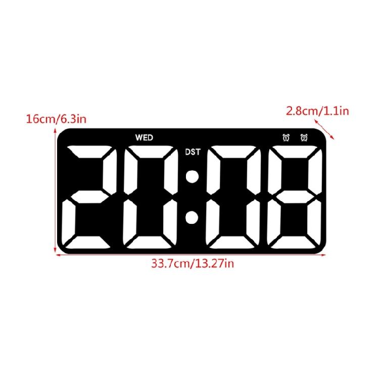 Clear Display LED Wall Clock with Digits, Countdown Calendar and Thermometer Adjustable Brightness for Comfort