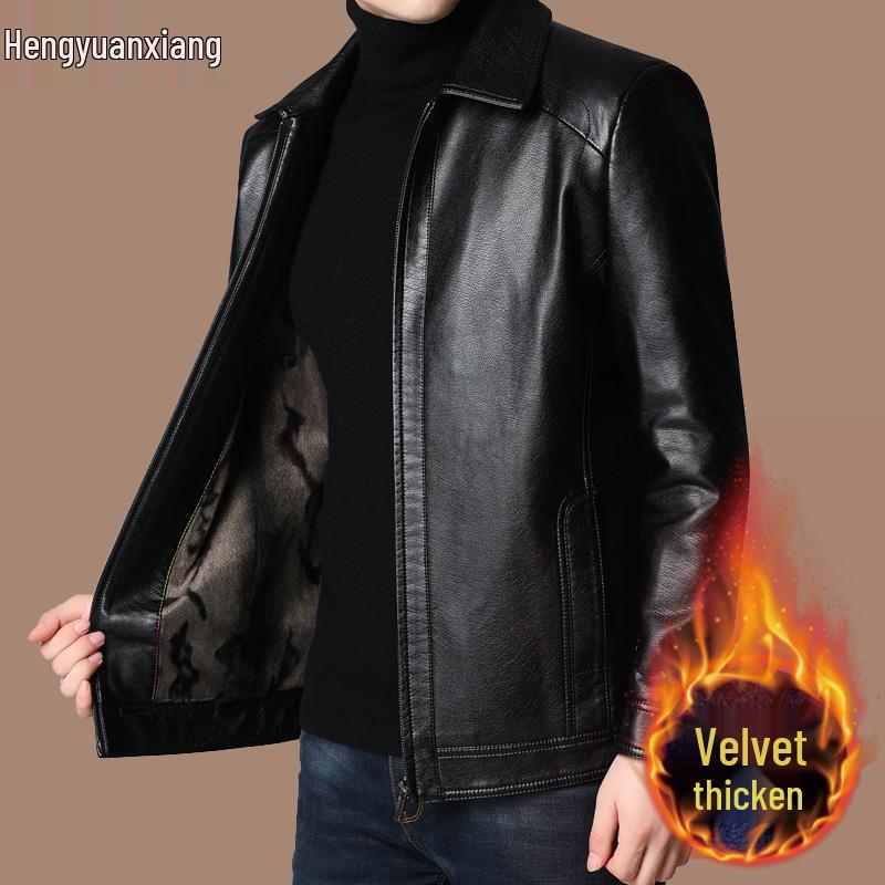 Herren Echtlammfell Lederjacke - Frühling, Herbst, Winter 2025, Lässige Oberbekleidung für Männer mittleren Alters, Perfekt für Papa.