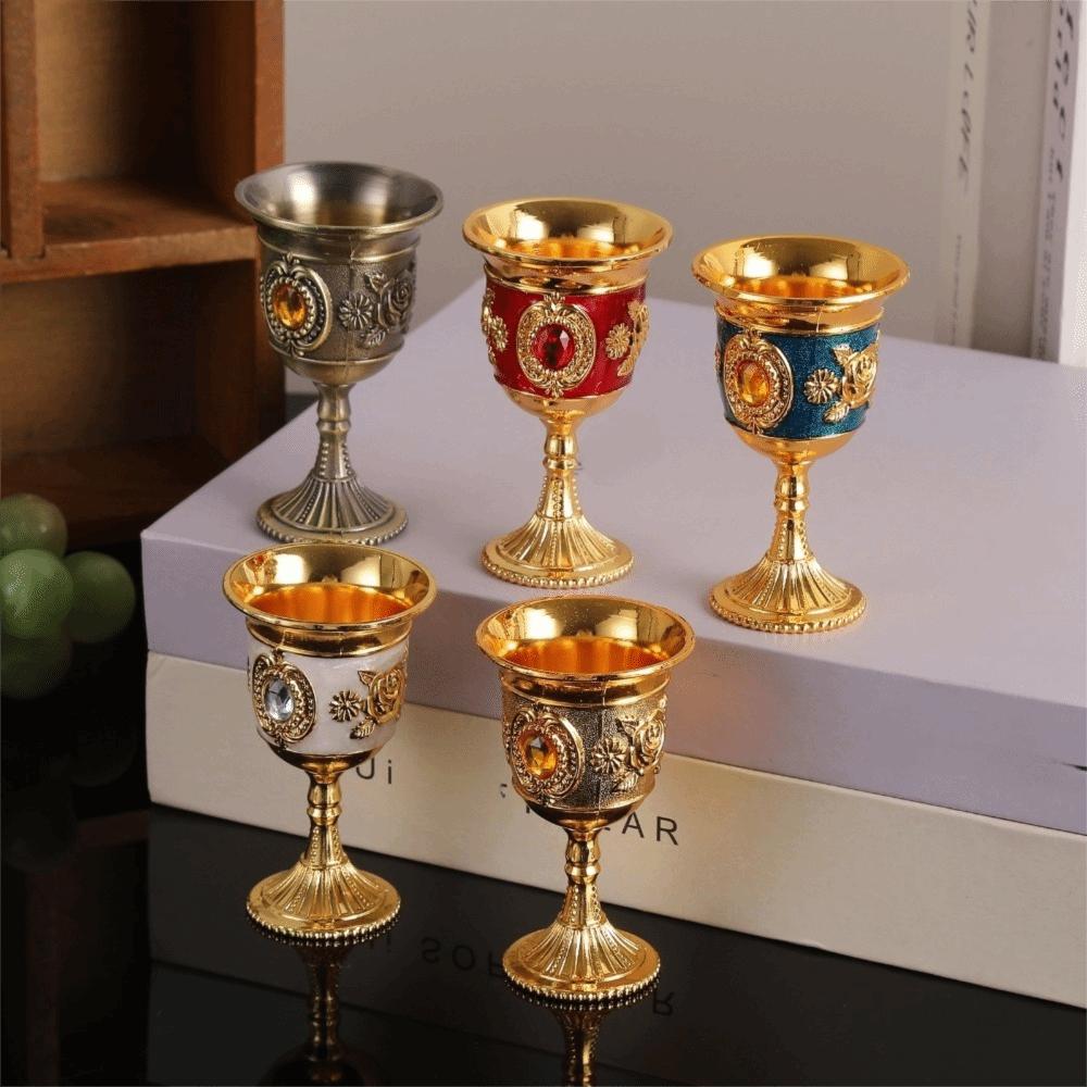 Zinc Zinc Zinc Alloy Spirits Cup Vintage Small Drinking Cup Elegant Medieval Rose Embossed Goblet  Gift