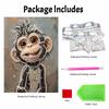 Stretched Frame Pearl Art Kit Cute Monkey Pattern DIY Sparkling Bead Canvas Relaxing Hobby Gift for Handicraft Enthusiasts Home Decor Art