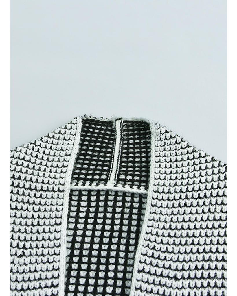Azura Exchange Knitted Plaid Long Cardigan