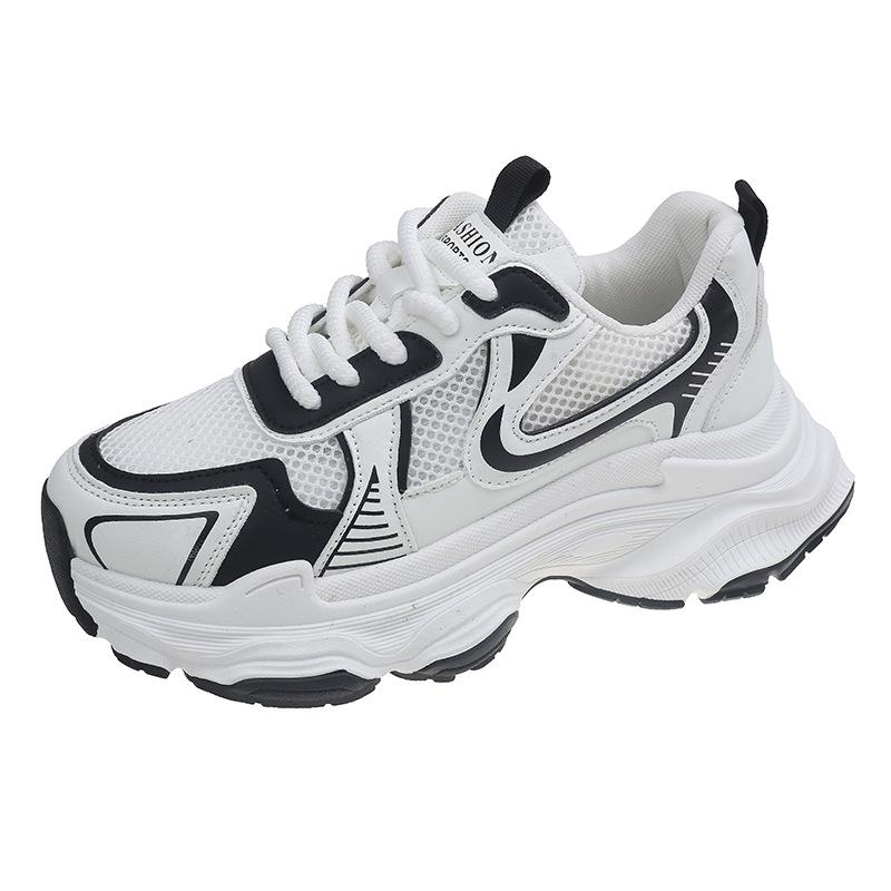 

2025 spring and summer new mesh breathable silver dad shoes women s shoes platform height increase casual sports running shoes women 35 чёрный