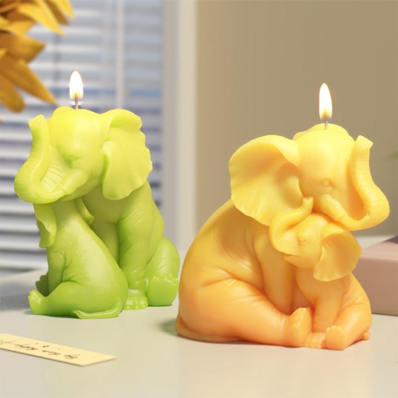 Elephant Mother and Baby Statue Silicone Candle Molds for Handmade Candle Soap Making Molds Epoxy Resin Silicone Molds