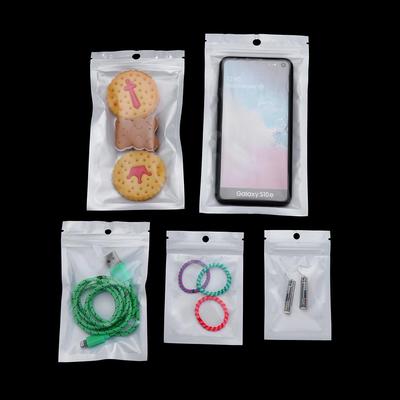 100PCS/Pack White/Clear Self Seal Zipper Plastic Retail Packaging Pack Poly Bag Storage Bag Packaging Bag Hang Hole