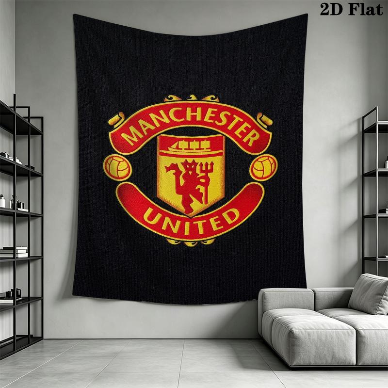 Manchester Unitedaa Tapisserie Murale Accrochage Mural Esthétique Couverture en Tissu Imprimé Tapisseries Décoratives pour Chambre à Coucher Salon Décoration de la Maison