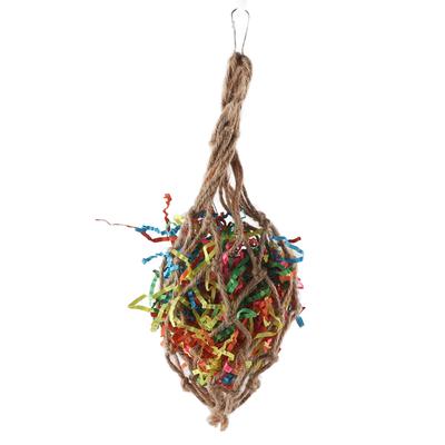 Colourful Paper Non Toxic Harmless Bird Shredded Papers Mesh Bag Parrots Hanging Chewing Biting