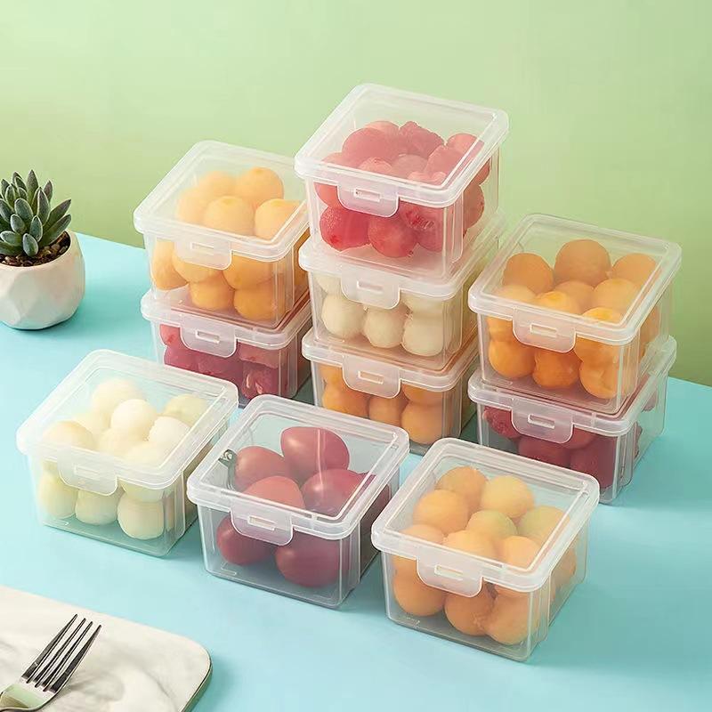 Getrocknete Obst Salat Platte Snack Gerichte Transparent Quadrat Dessert Glas Gericht Gitter Lebensmittel Lagerung Konservierte Tablett Box Deckel Schüssel Geschirr