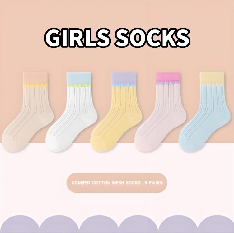 5/3 Pairs Mesh Dopamine Cotton Kids Socks Cool Breathable Lightweight Soft Comfortable Sports Half Socks For Child Boys Girls