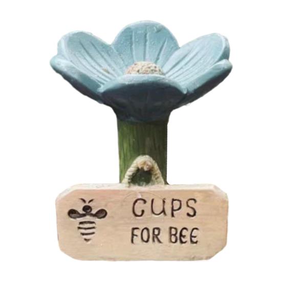 Bienenfreundliche, flache Trinkschale aus Keramik in Blütenform – leicht zu reinigen – Gartendekoration