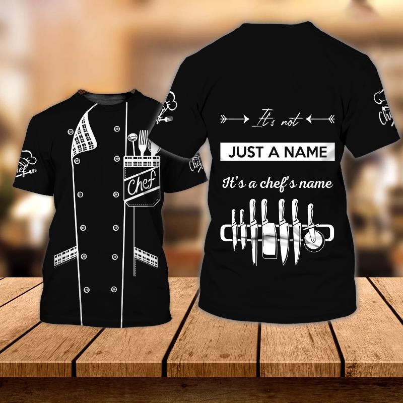 Summer Men's Chef T-shirt, Custom 3D Printed Clothes, Round Neck Short Sleeve Shirt, Fashionable Punk Street Clothes 6XL