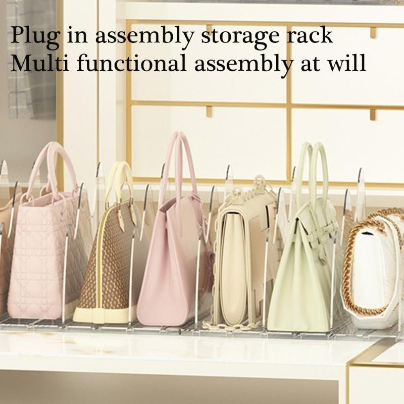 Space Saving Bag Display Organizers Adjustable Acrylic Shelf Divider Storage Organizers For Bags And Accessories