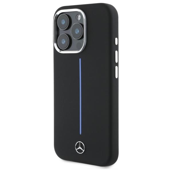 Mercedes Mehmp16L23Sumbk Iphone 16Pro 6.3 Czarny/Black Hardcase Silicone Blue Stripe Magsafe