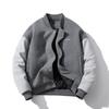 Mens Retro Color-Block Baseball Jacket Oversized Cotton-Blend Hoodless Outerwear Winter Casual Wear