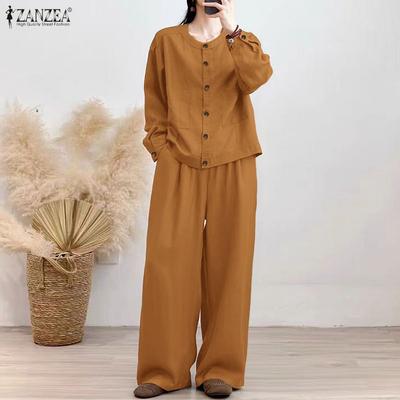 Women Long Sleeve Blouse and Pants Casual Two Piece Suit Sets