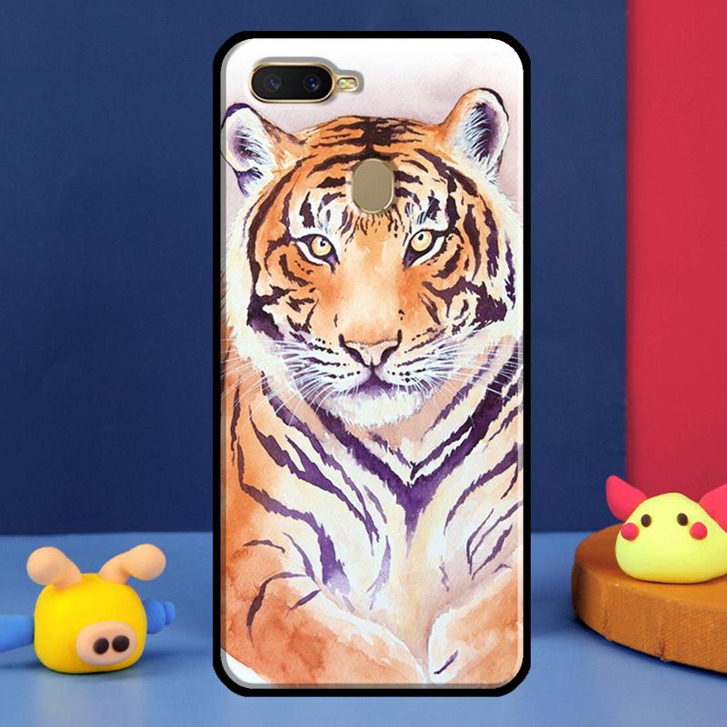 Lion Tiger Face Case For Oppo A16 A76 A96 A58 A78 A98 A5 A9 A91 A15 A17 A77 A52 A72 A74 A94 A54S A57S Cover
