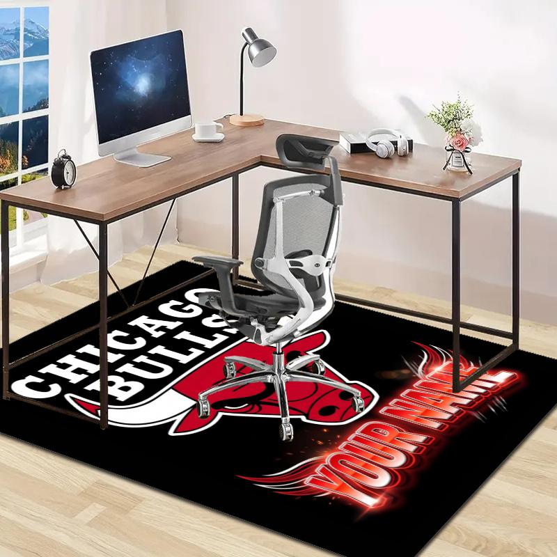 Chicago Bulls Design Area Rug Personalized Name- Non-Slip, Soft & Cozy Floor Mat for Living Room, Office - Indoor/Outdoor Carpet