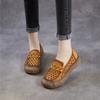 Johnature Soft Soled Slip-on Genuine Leather Loafers Comfortable Hollow-out Breathable Women's Flat Shoes