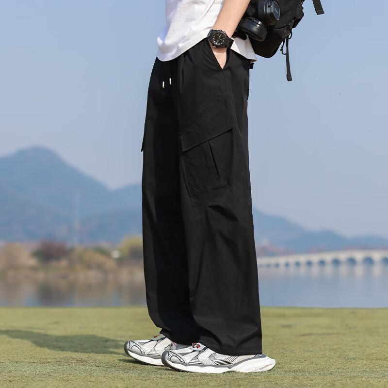 Heren Losse Rechte Cargo Broek in Japanse Stijl