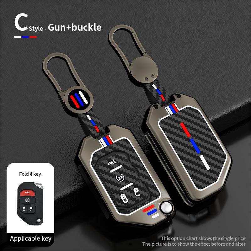 Zinc Alloy Car Key Case Cover Shell Fob for 2018 2019 Jeep Wrangler JL JLU Rubicon 2020 2025 Jeep Gladiator JT Sahara JLU