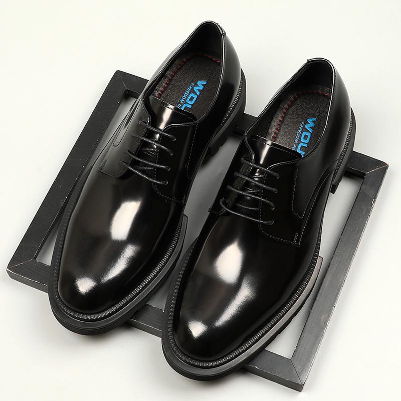 

Мужская обувь в европейском стиле, кожаные туфли для делового костюма для мужчин, из толстой воловьей кожи на шнуровке, для свадебной носки 44 чёрный