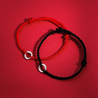 S925 Silber sichere Schnalle dünnes rotes Seilarmband für Frauen, die im Jahr des Tigers geboren wurden, gewebtes Armband, Kreispaar, neuer Stil