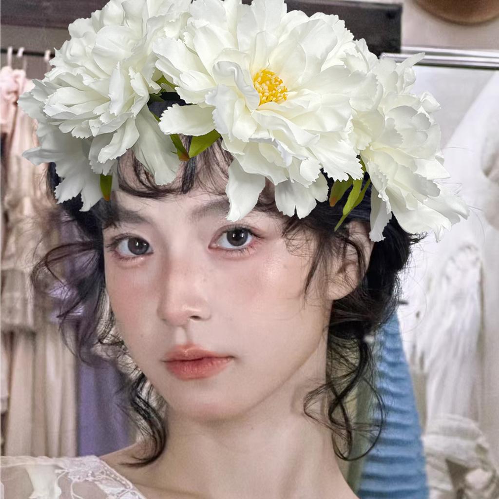 Peony Headband Artificial Flower Headwear Wedding Party Photo Props Party Headwear Cosplay Accessories