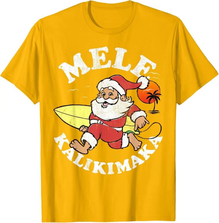 Mele Kalikimaka Санта-серфер Шак Рождественская унисекс футболка Унисекс футболка XXXXL