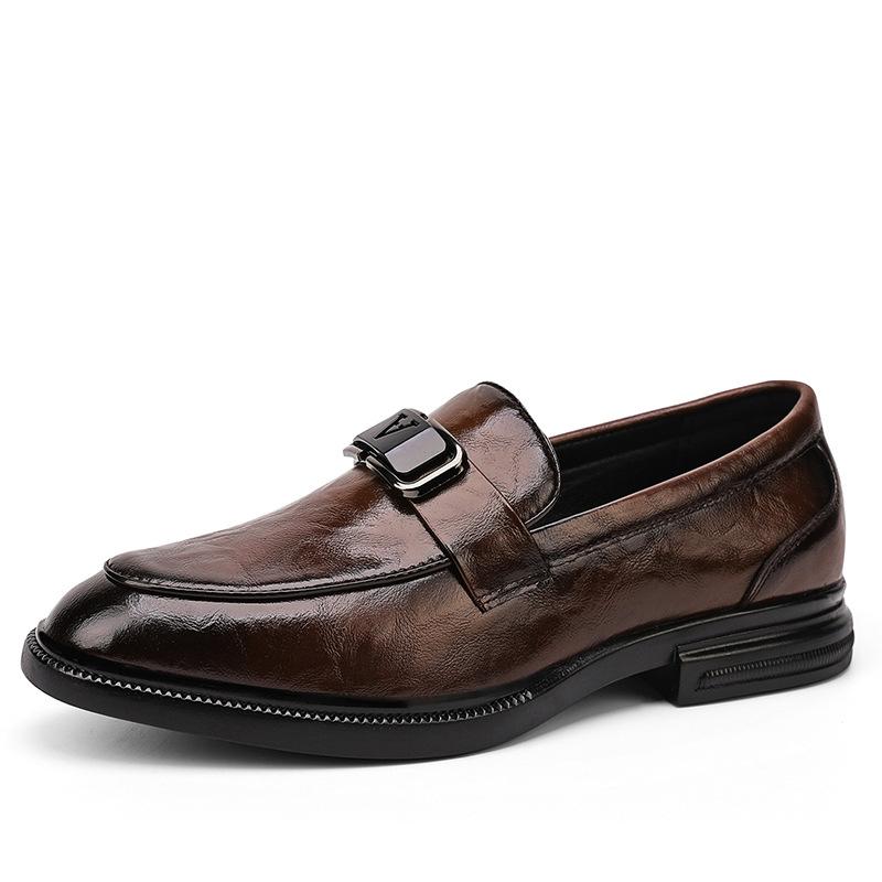 

Autumn casual leather shoes business British style youth driving shoes 44 темно-коричневого кольору