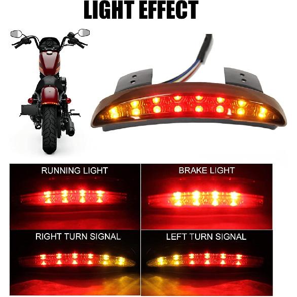DREAMIZER Motorcycle Chopped Rear Fender Edge LED Brake License Plate Tail Light Stop Running Light Turn Signal Lamp for Harley Sportster XL883N
