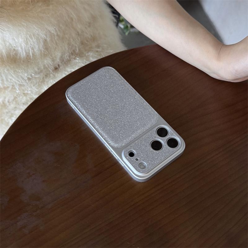 Glitter Silver Anti-Fall Phone Case for iPhone 15/14, Compatible with Apple 17/16 PROMAX