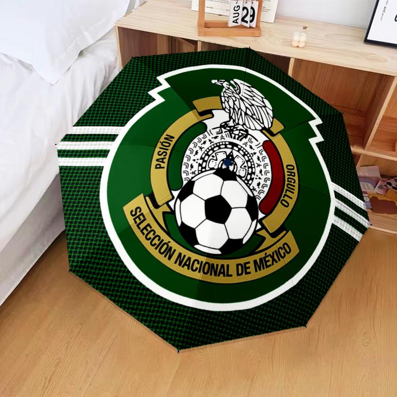 1PC Mexico Football Team Emblem Printed Umbrella Folding umbrella, automatic umbrella 8-Frame for Travel, camping Fan gifts Christmas Gifts